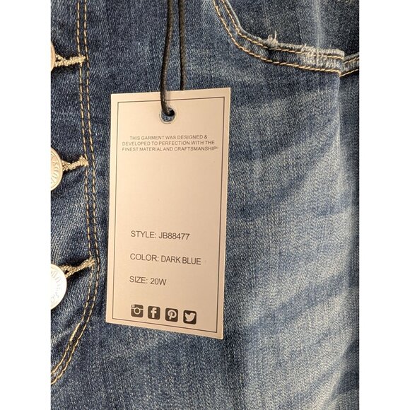 Judy Blue Jeans Womens 20W High Waist Skinny Fit Distressed Dark Blue Denim NWT - Picture 2 of 6